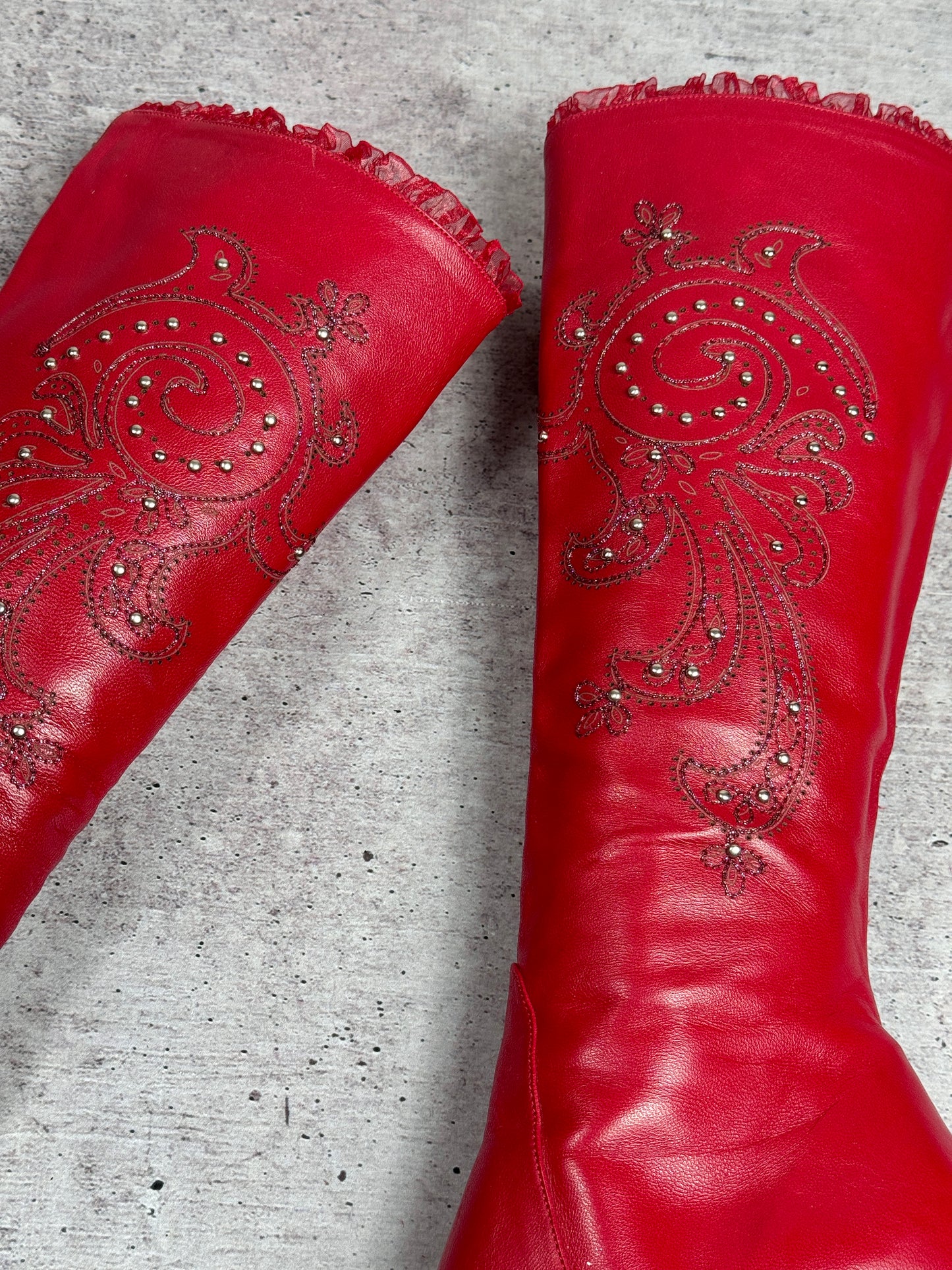 Vintage Italian Ferde Red Leather Boots 36.5/37