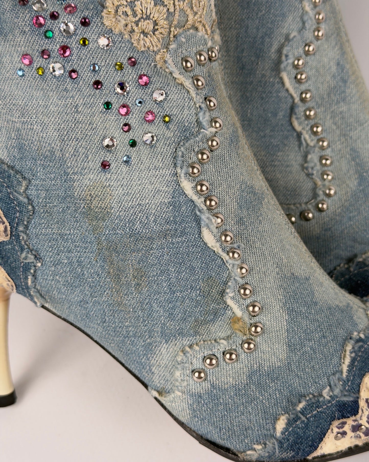El Dante’s Couture Vintage Denim Boots — 38/39