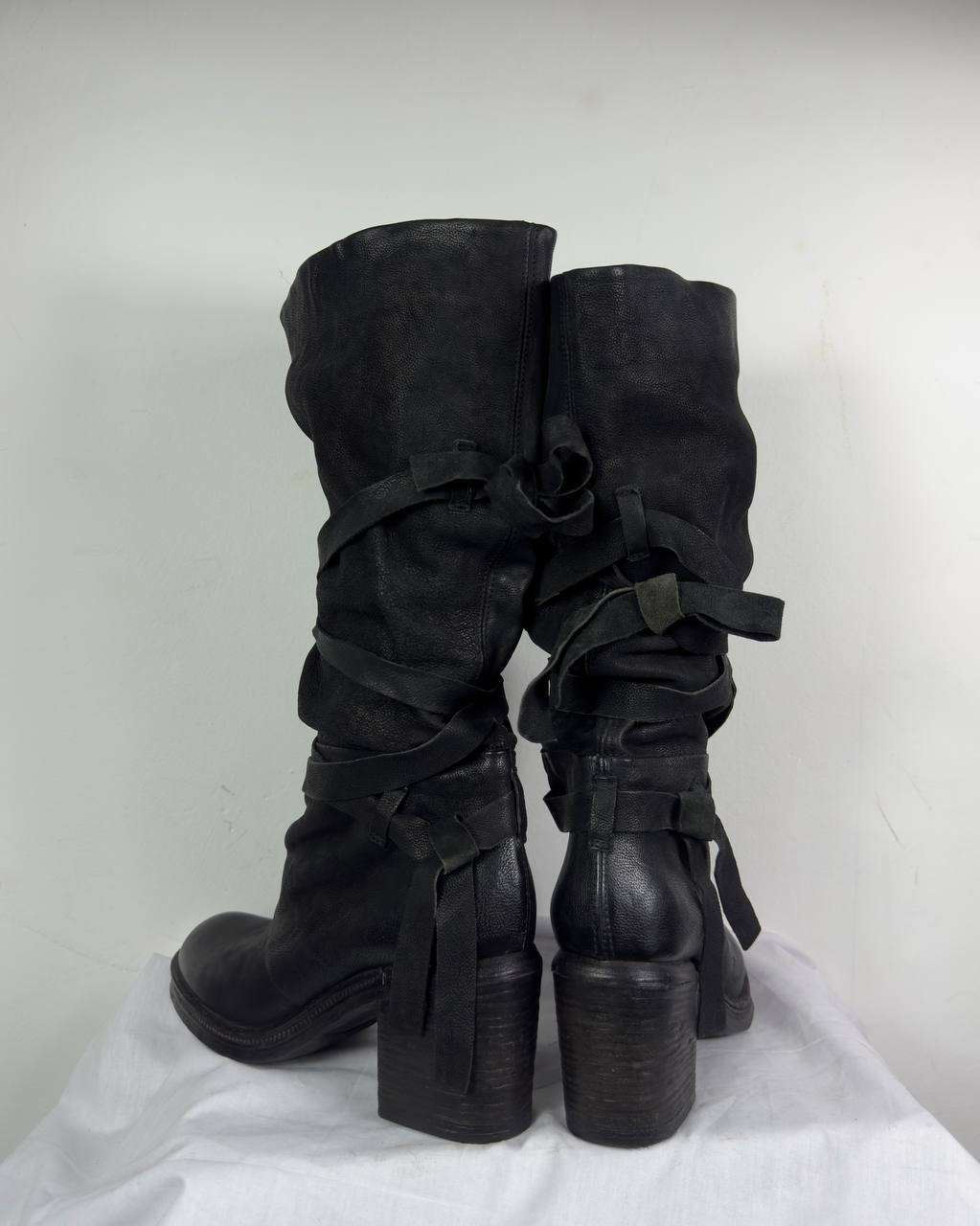 AS98 Vintage Leather Slouch Wrap Mummy Boots 40/40.5