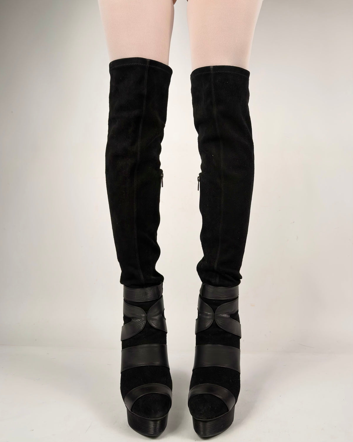 Le Silla Vintage Platform Over The Knee Suede Boots — 38