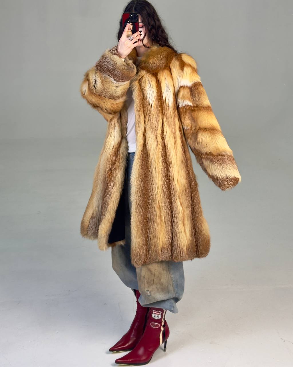 Vintage Red Fox Fur Coat