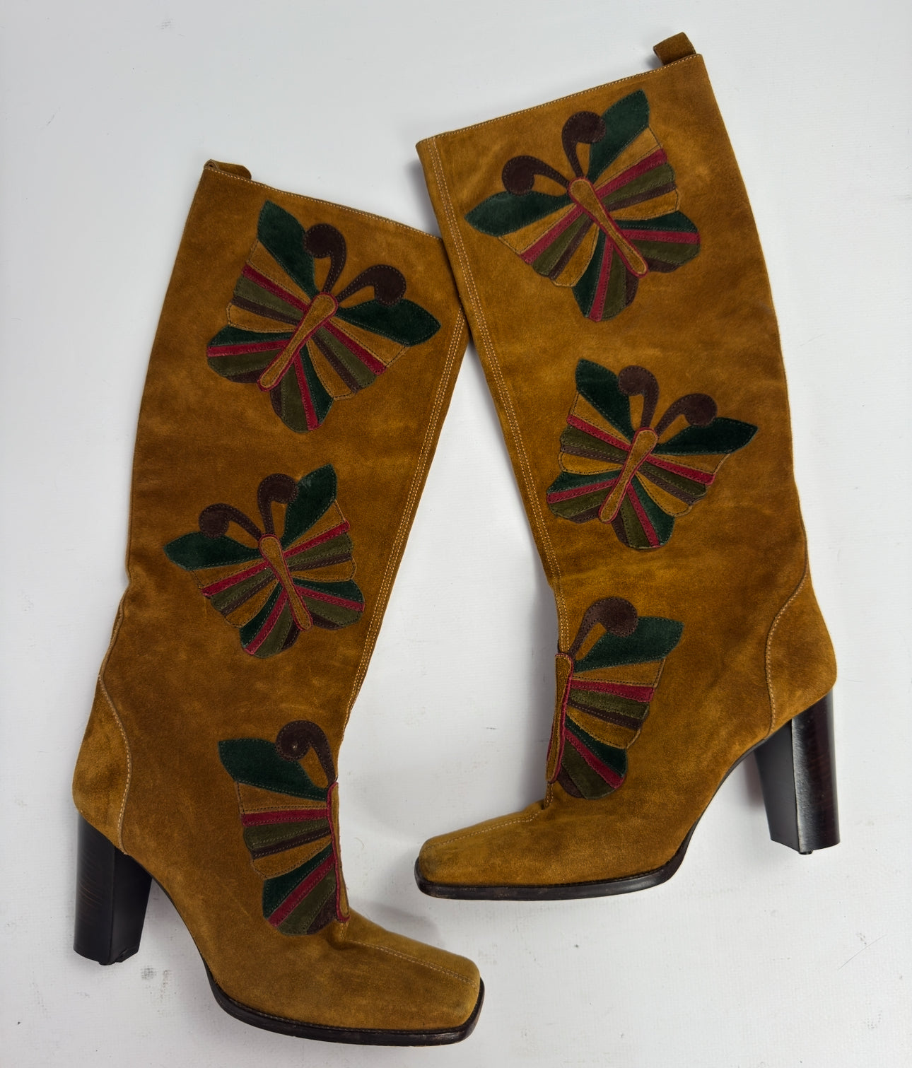 Dolce Gabbana FW02 Vintage Butterfly Suede Boots — 38