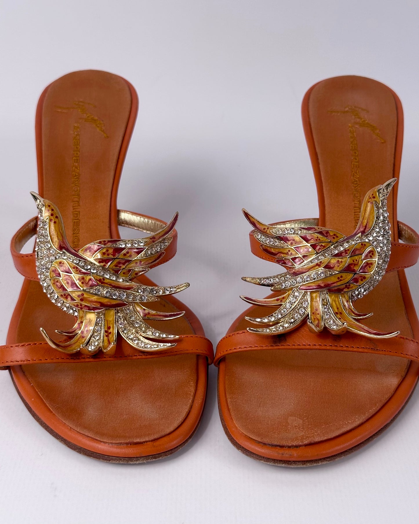 Giuseppe Zanotti Vintage Bird Gemstone Heels — 39
