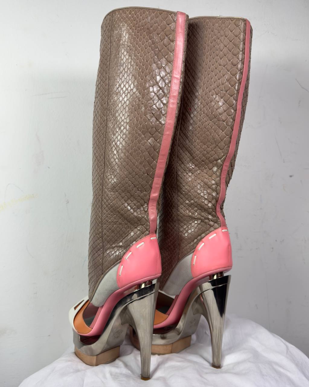 Versace 2010 Triple Platform Runway Python Boots