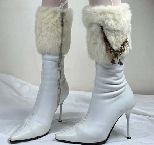 Vintage Italian Leather Fur Boots 37/38