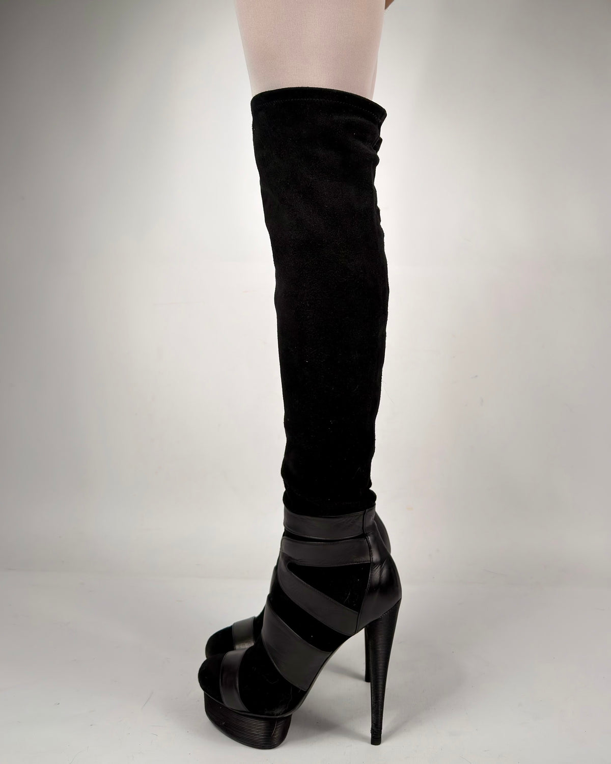 Le Silla Vintage Platform Over The Knee Suede Boots — 38