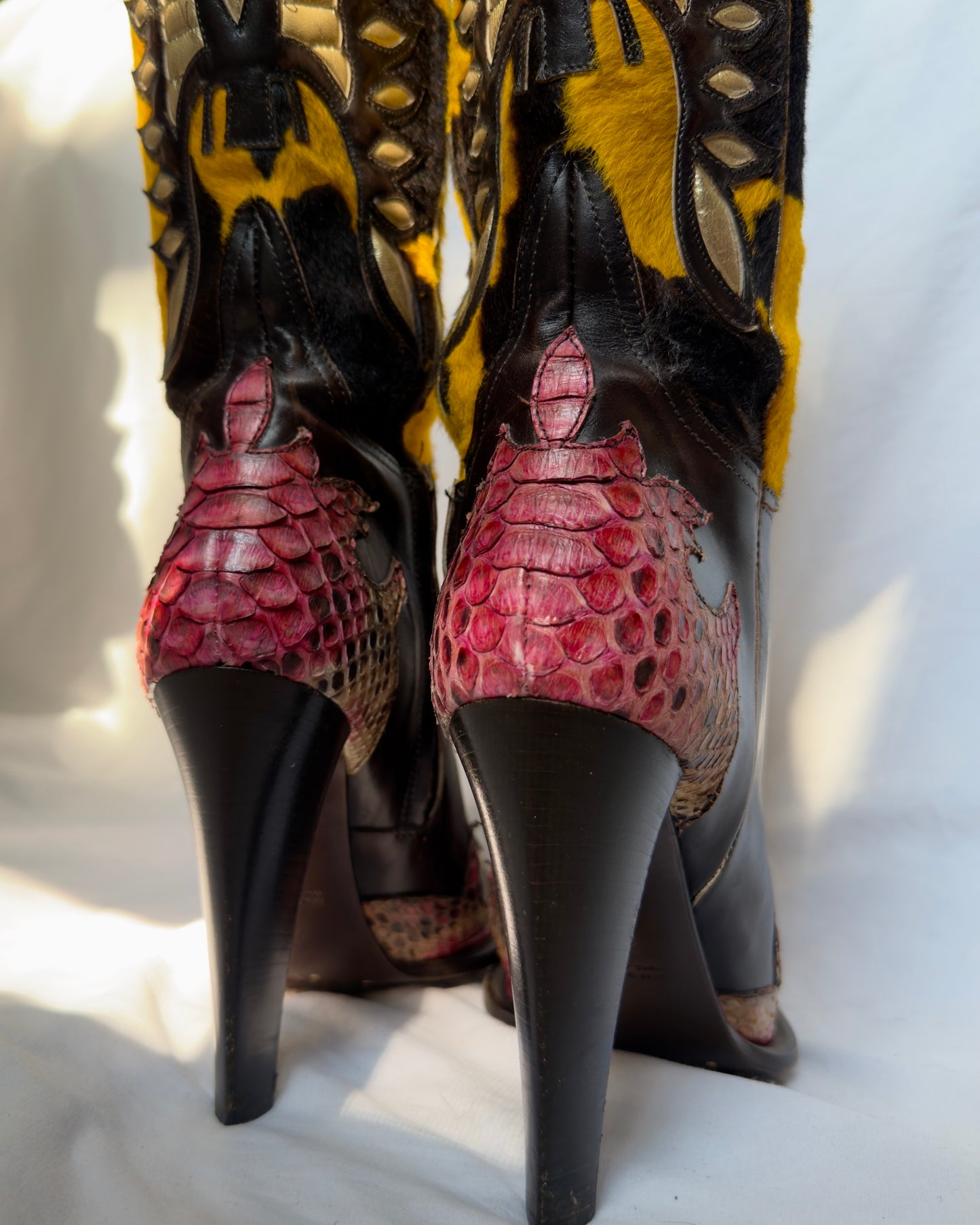 Gianmarco Lorenzi Western Pony Hair Boots — 39