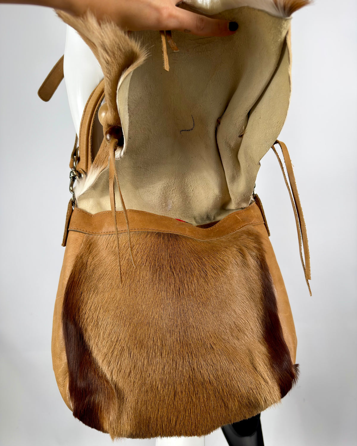 Vintage Cowhide Mohawk Fur Leather Bag