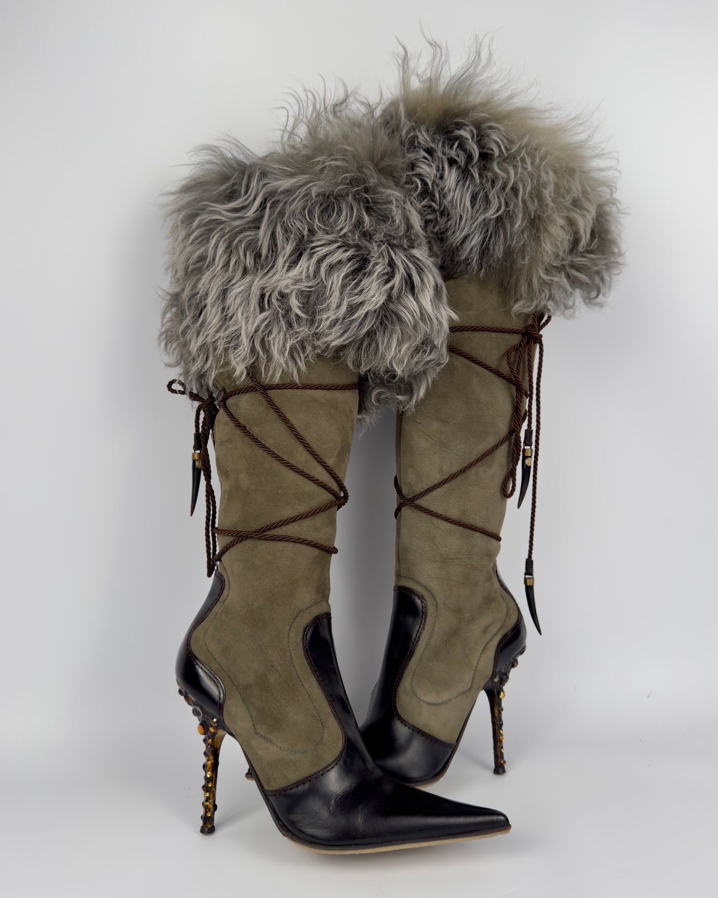 Vicini Italian Vintage Fur Boots — 36