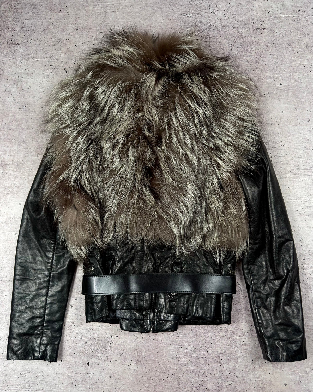 Vintage Fur Leather Jacket/Vest — S/M