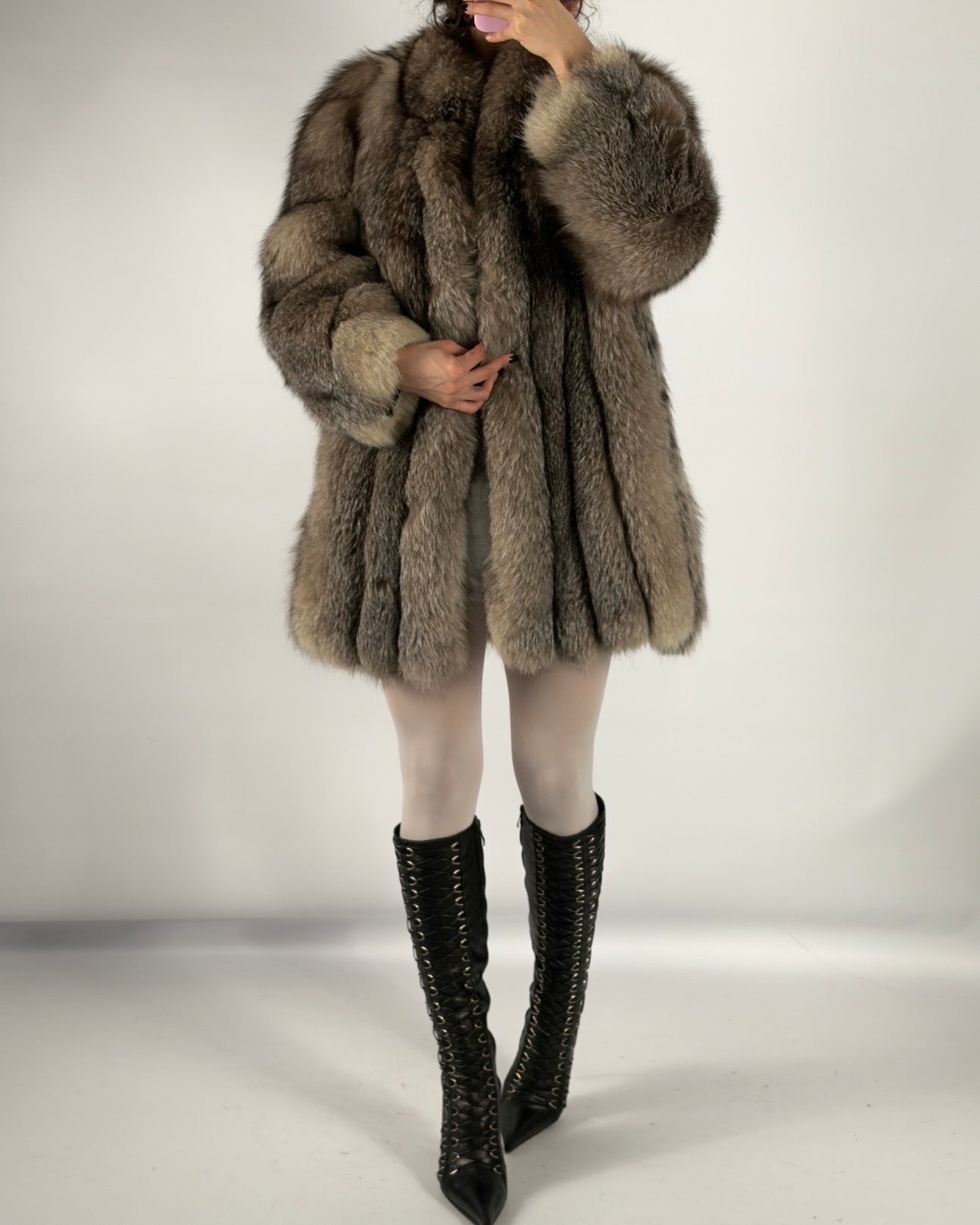 Vintage Polar Fox Fur Coat — S/L