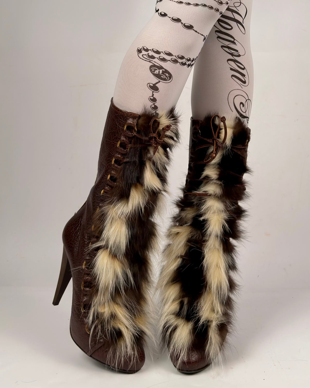 Roberto Cavalli Vintage Leather Fur Boots — 39