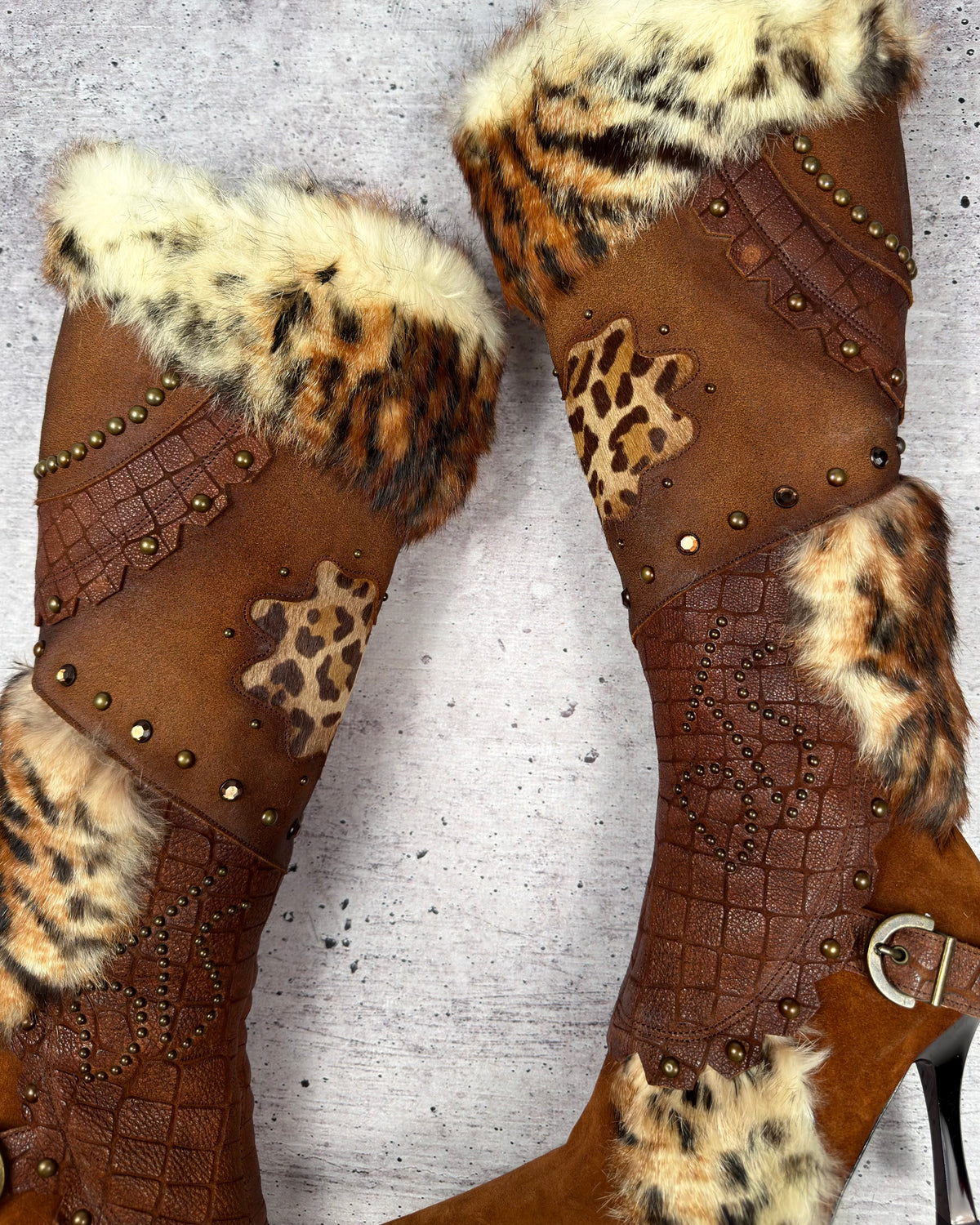 El Dantes Couture Vintage Fur Heel Boots — 37