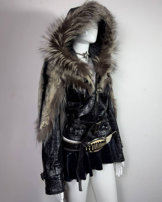 Vintage Fur Leather Jacket XXS/S