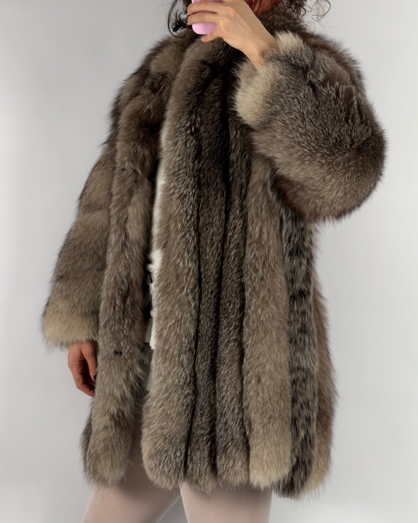 Vintage Polar Fox Fur Coat — S/L
