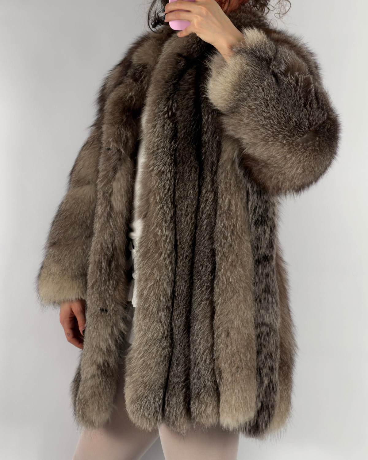 Vintage Polar Fox Fur Coat — S/L