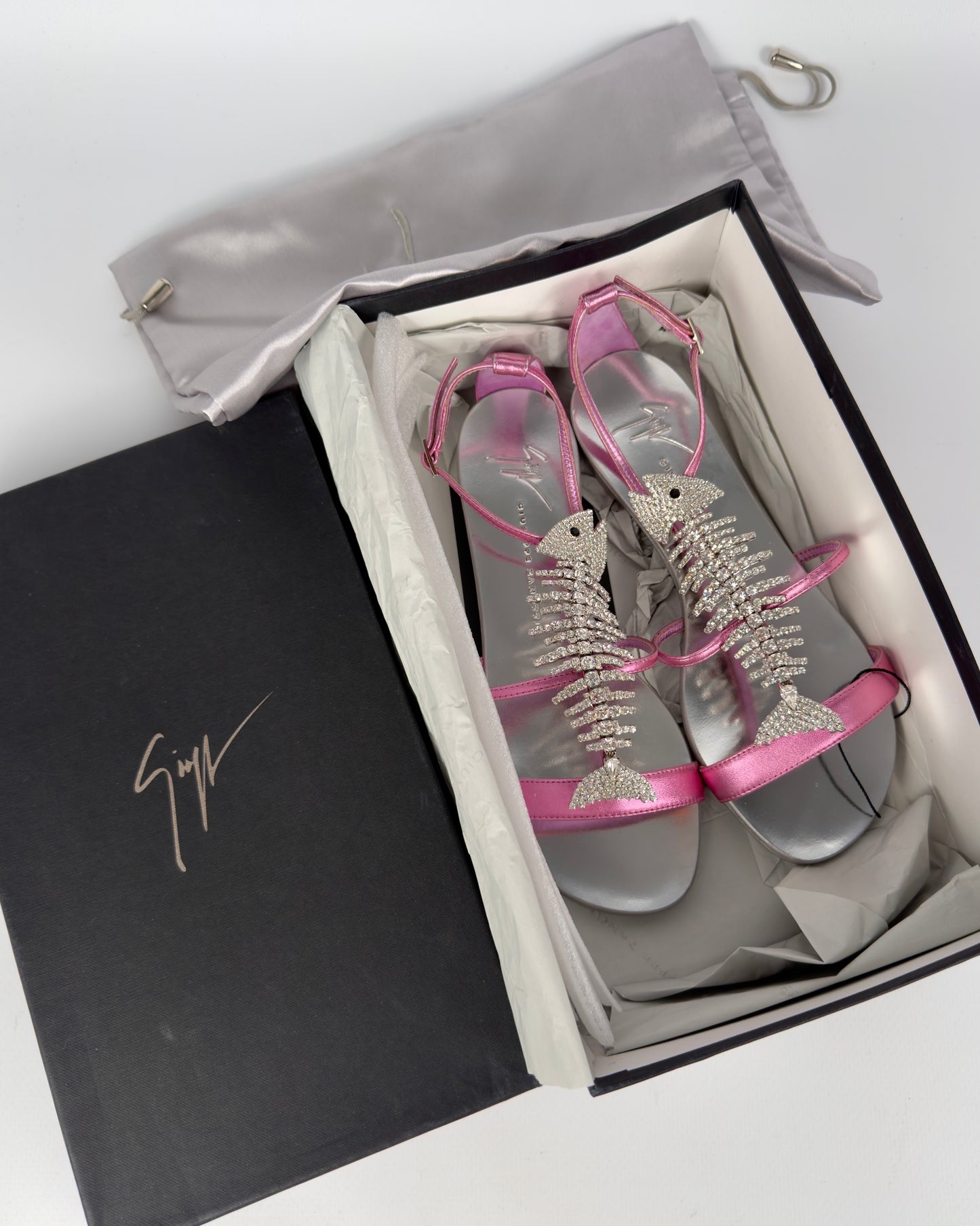 Giuseppe Zanotti Pink Fishbone Sandals — 35.5/36 NWB