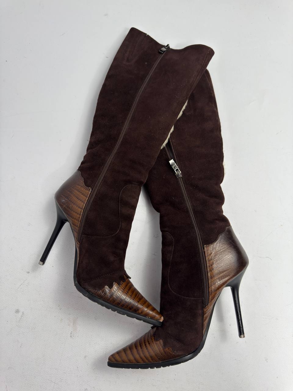Vintage Italian Suede Winter Cargo Boots — 36
