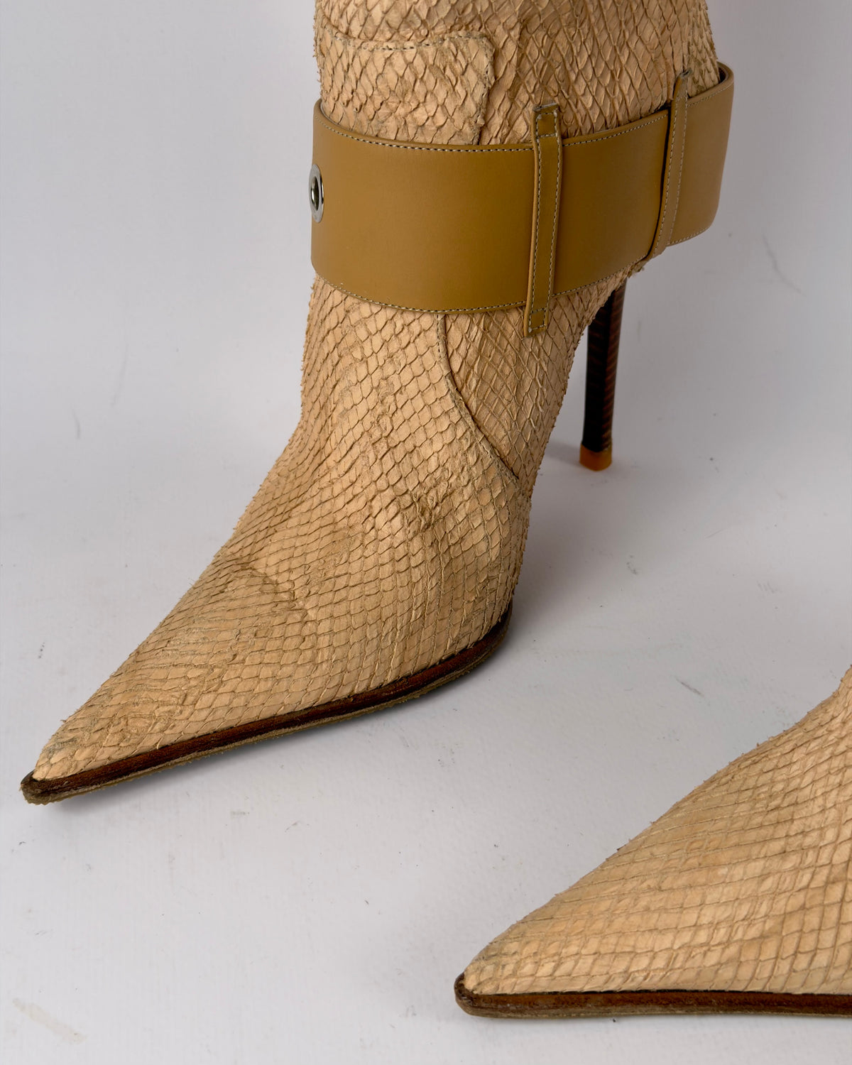 Gianmarco Lorenzi Vintage Leather Buckle Boots — 38