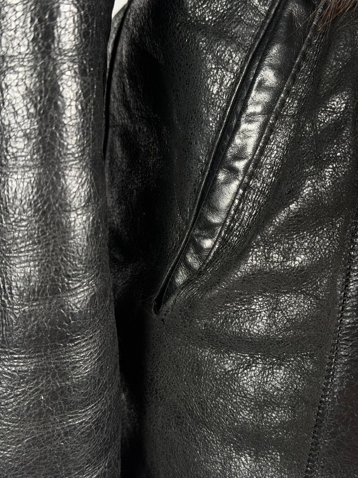 Vintage Fur Leather Jacket — M/L