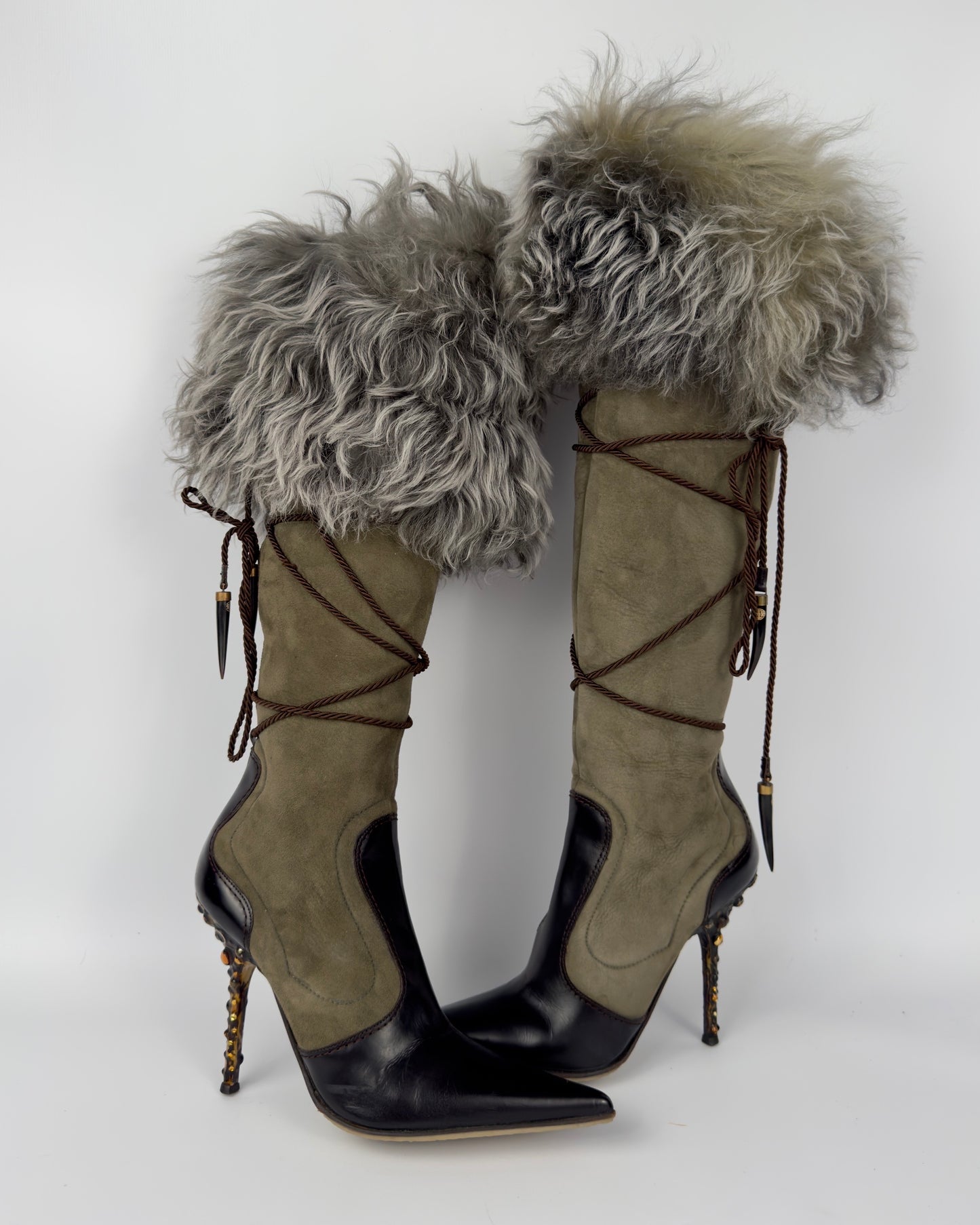 Vicini Italian Vintage Fur Boots — 36