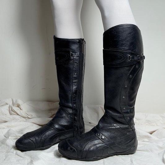 Puma Vintage Leather Moto Biker Boots