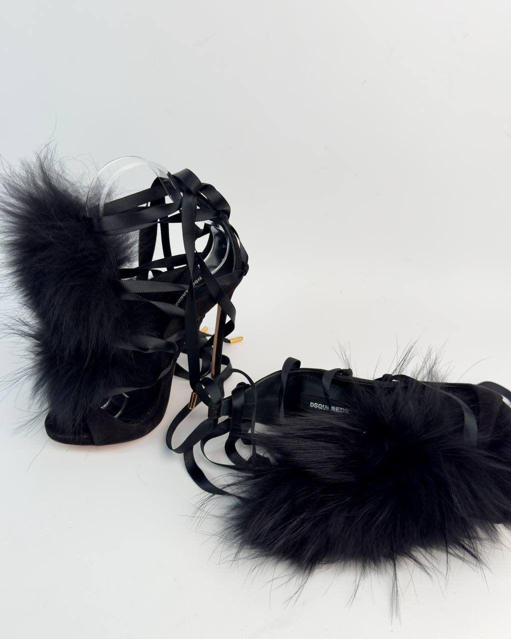 Dsquared Riri Fur Corset Lace Up Heels — 36 new with box