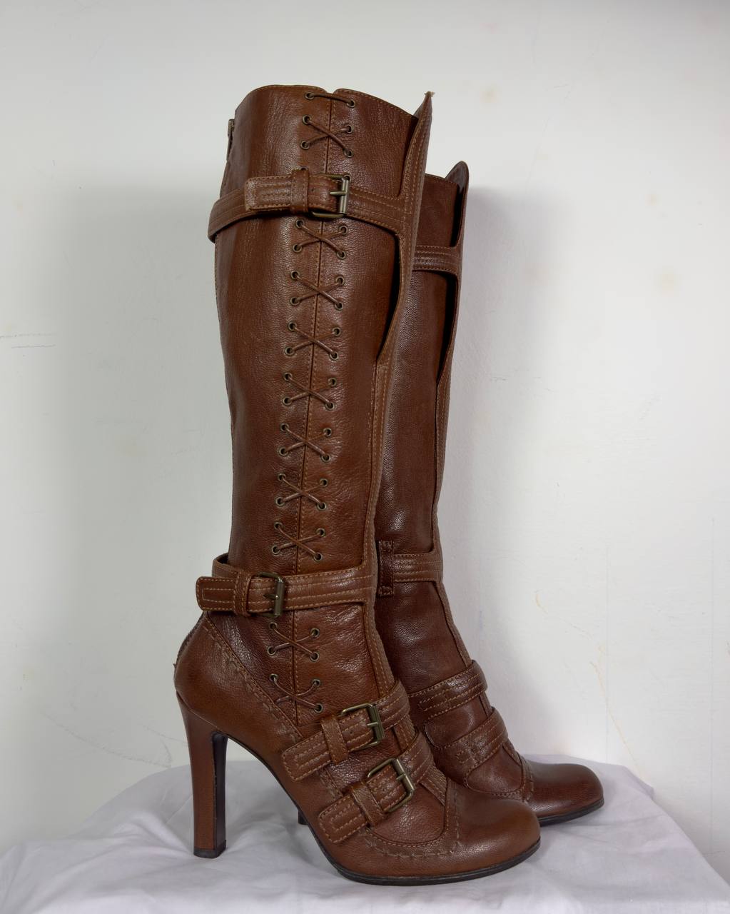 Alexander McQueen Pirate Vintage Brown Leather Boots 38