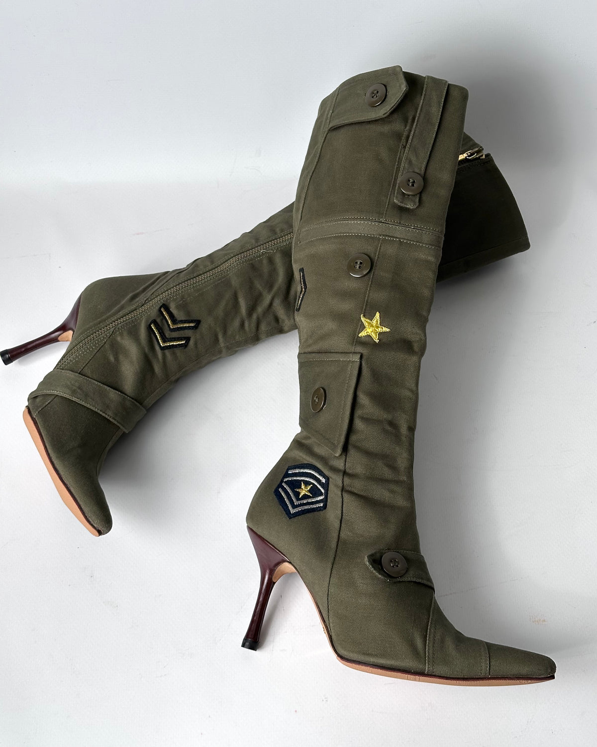 Dolce Gabbana Vintage Khaki Military Boots — 36