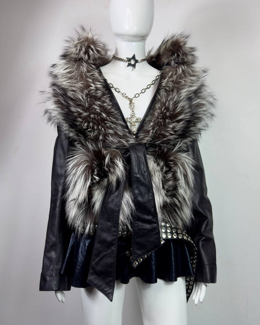 Vintage Fur Leather Jacket XS-M