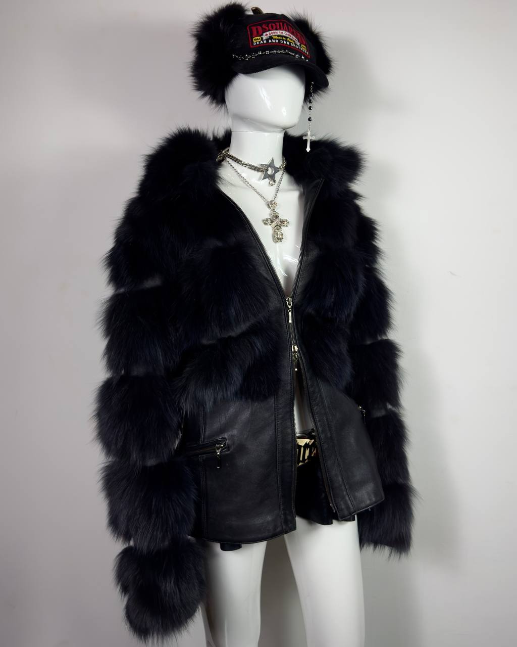 Vintage Fur Leather Jacket L/XXL