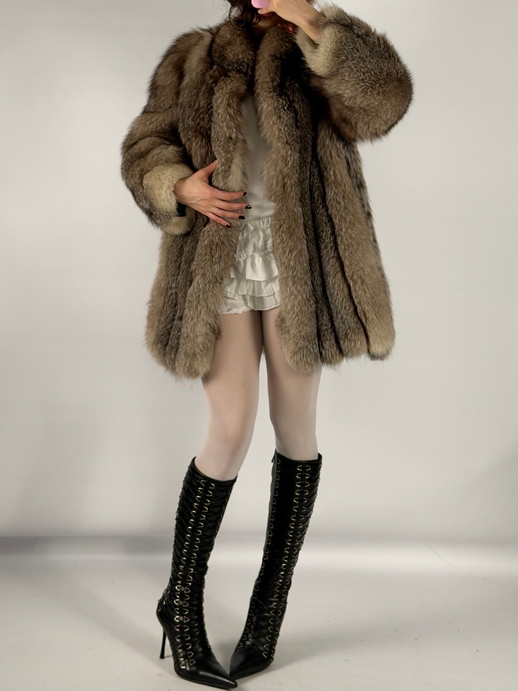 Vintage Polar Fox Fur Coat — S/L