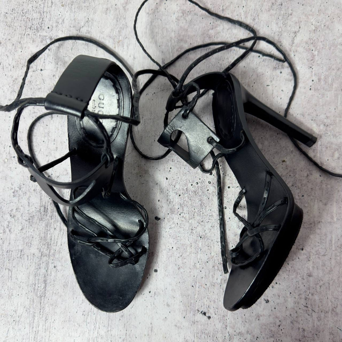 Gucci Tom Ford S/S 2002 Heart Cut Out Leather Wrap Heels — 36/37