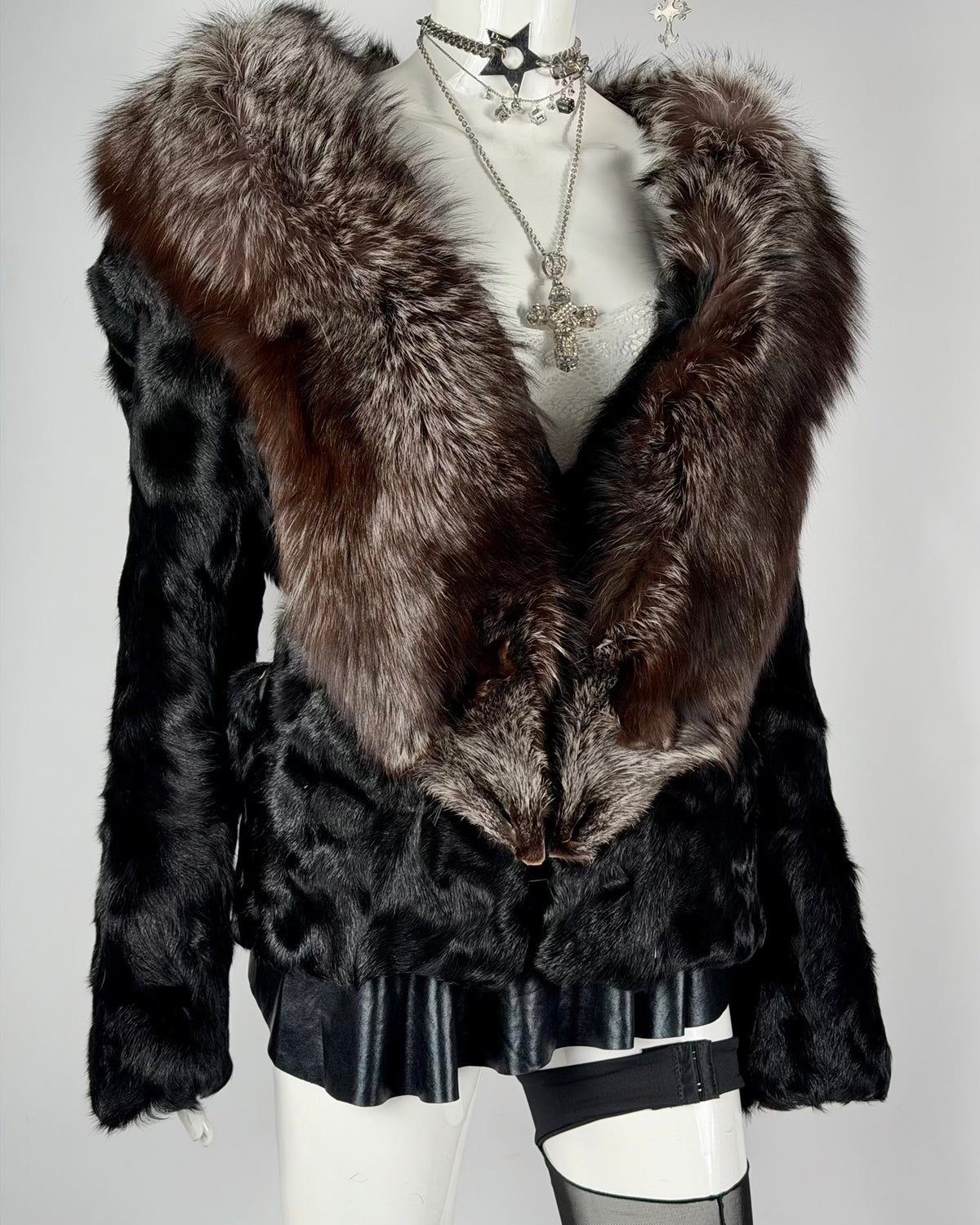 Vintage Fur Leather Jacket — M