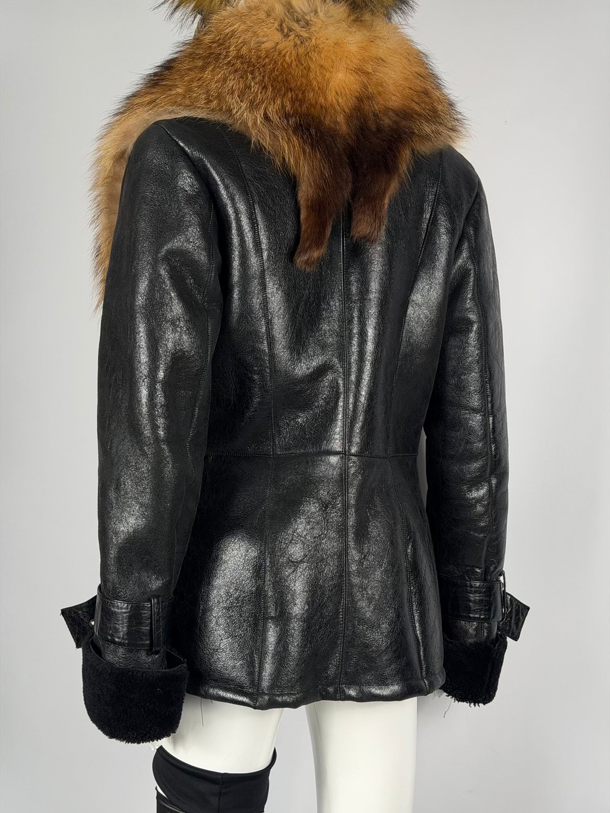 Vintage Fur Leather Jacket — M/L