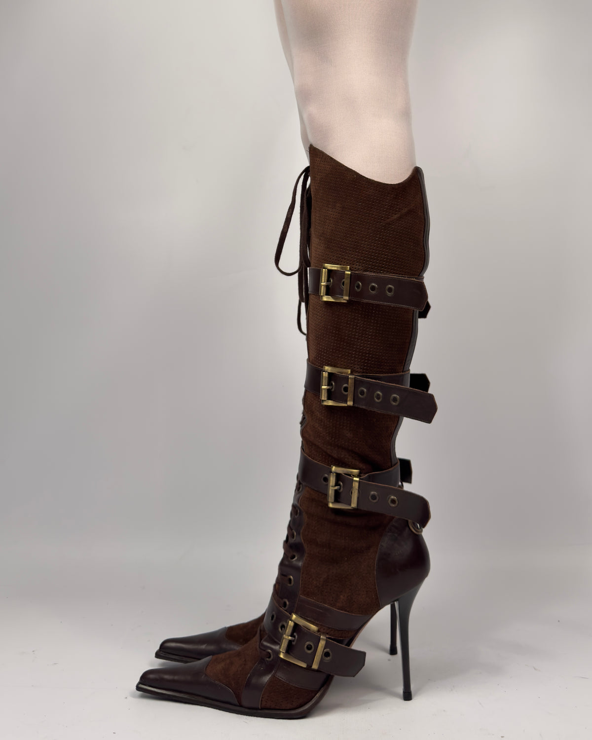 Gianmarco Lorenzi Vintage Lace Up Buckle Suede Boots — 40/41