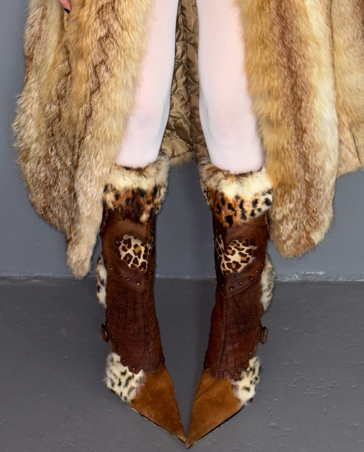 El Dantes Couture Vintage Fur Heel Boots — 37