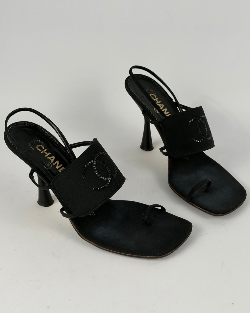 Chanel Cruise 2001 Crystal Logo Slingback Heels — 39/40