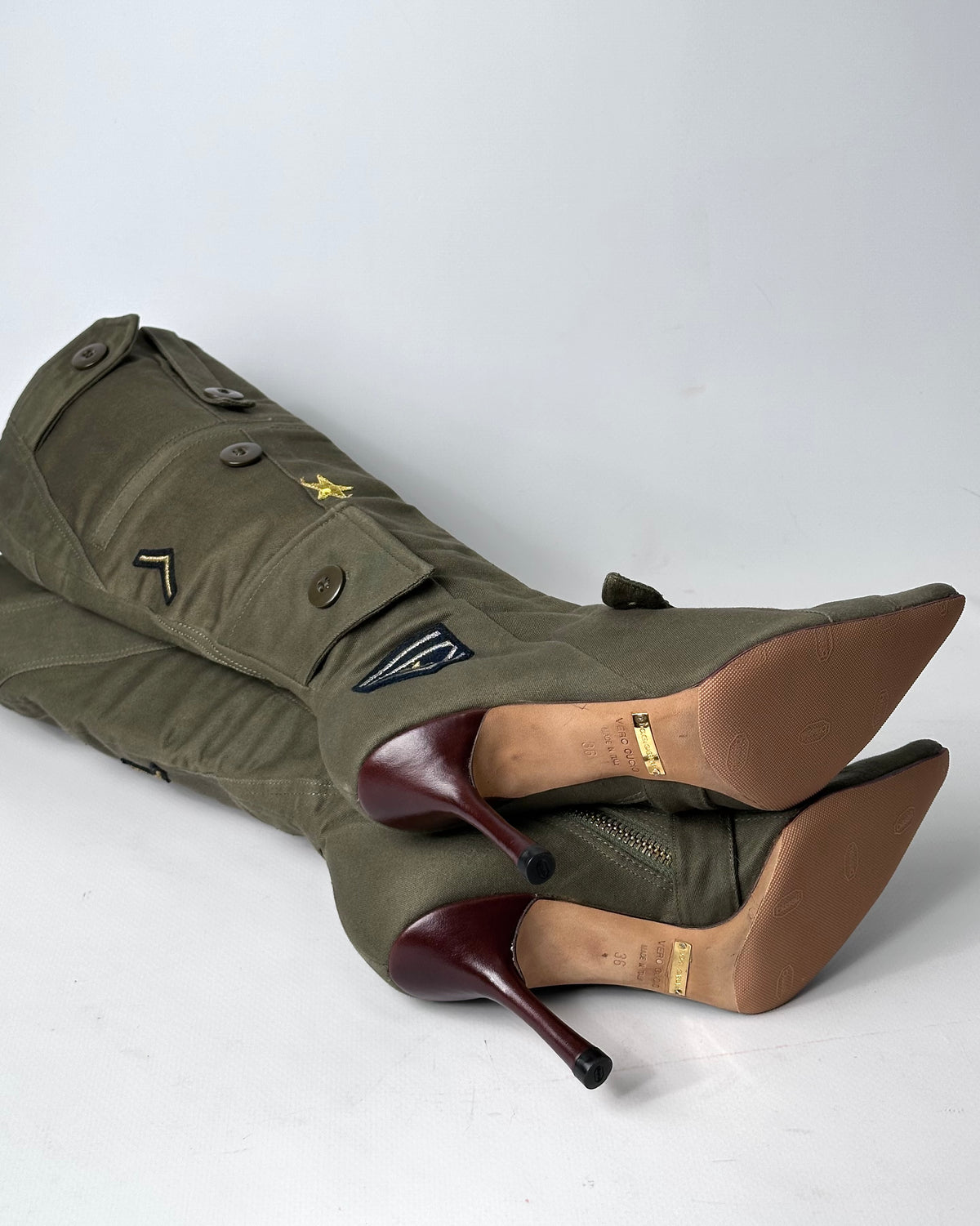 Dolce Gabbana Vintage Khaki Military Boots — 36