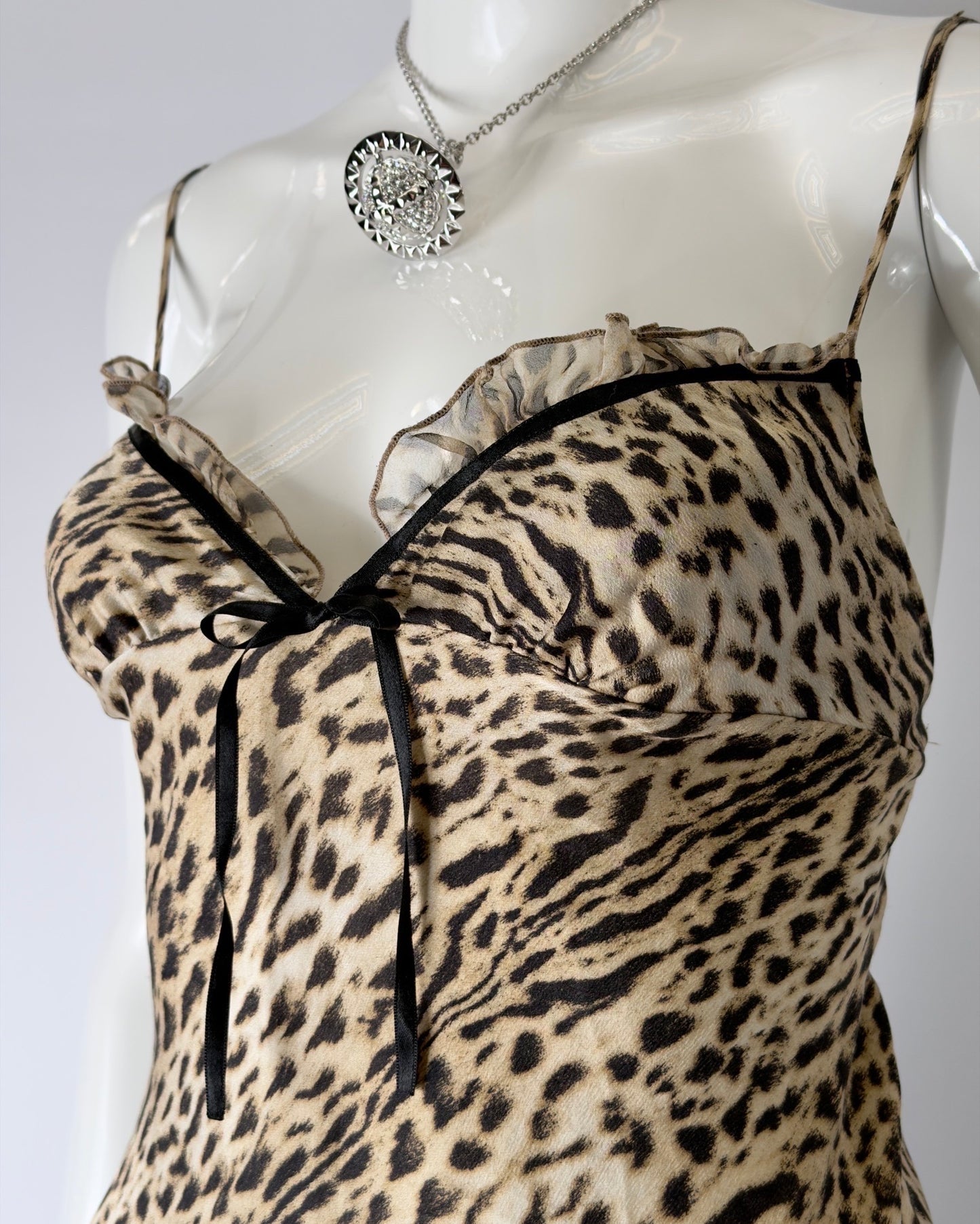 Roberto Cavalli early 2000s Leopard Silk Mini Dress
