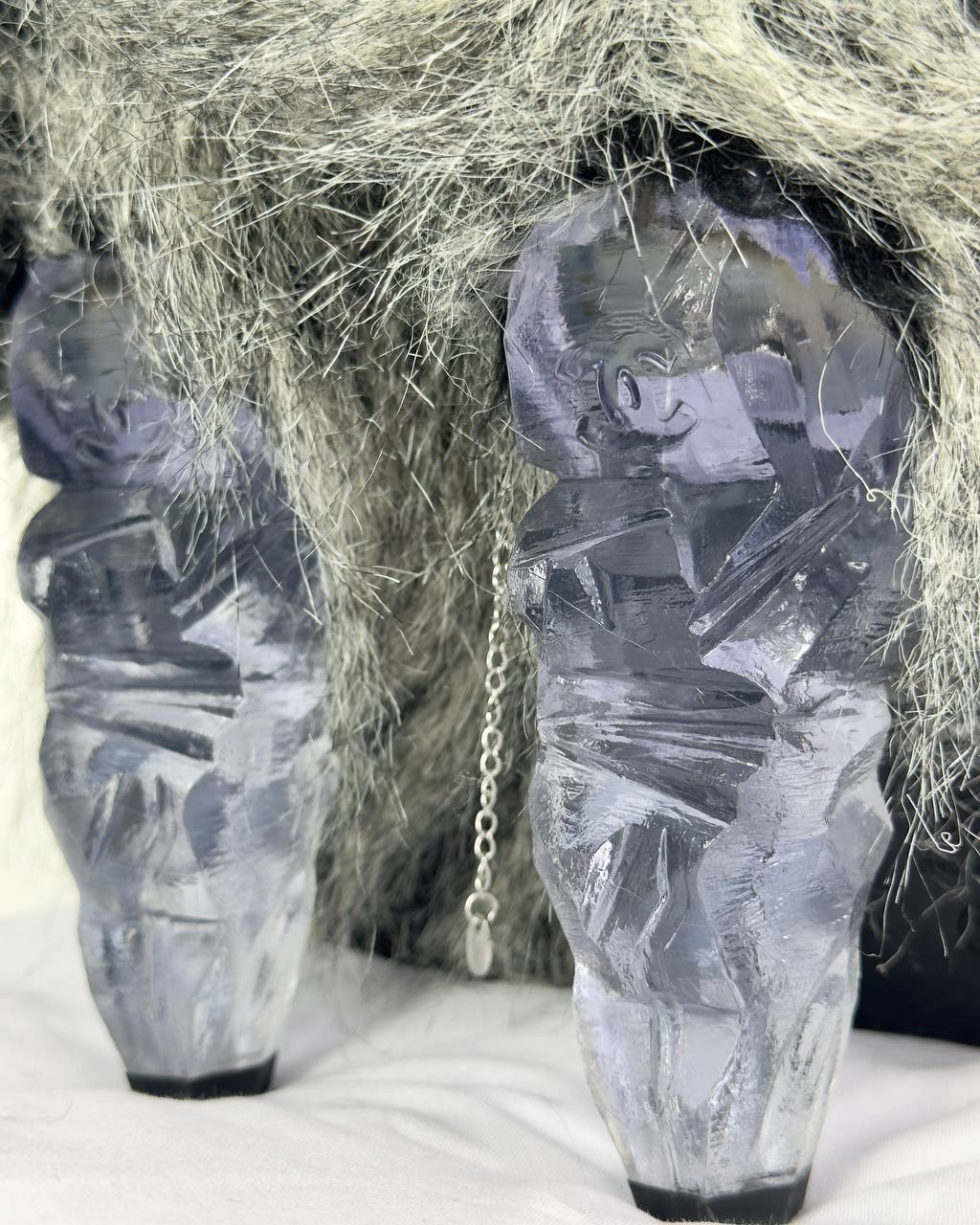 Chanel Fall 2010 Runway Faux Fur Fantasy Yeti Boots Icicle Heels 38С