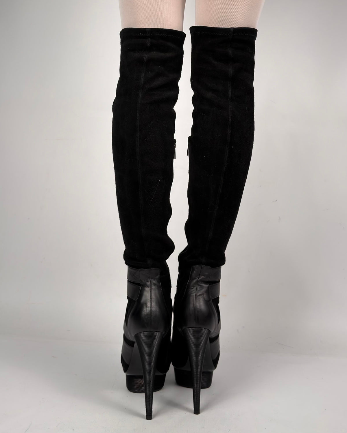 Le Silla Vintage Platform Over The Knee Suede Boots — 38