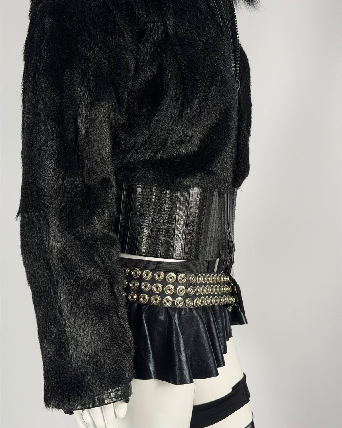 Vintage “Corset” Fur Leather Jacket Reversible — M/L
