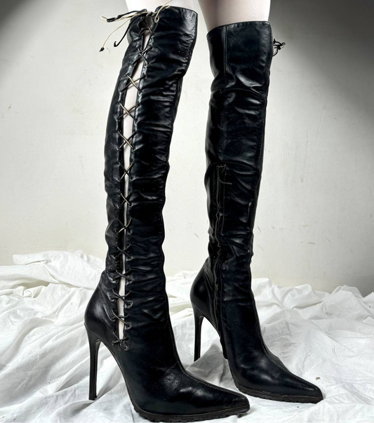 Vicini Vintage Italian Corset Leather Boots 37/38