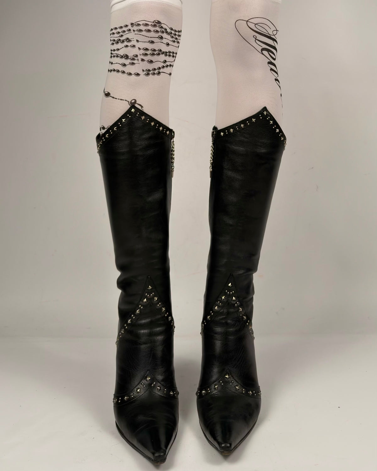 Cesare Paciotti Vintage Leather Studded Boots — 39