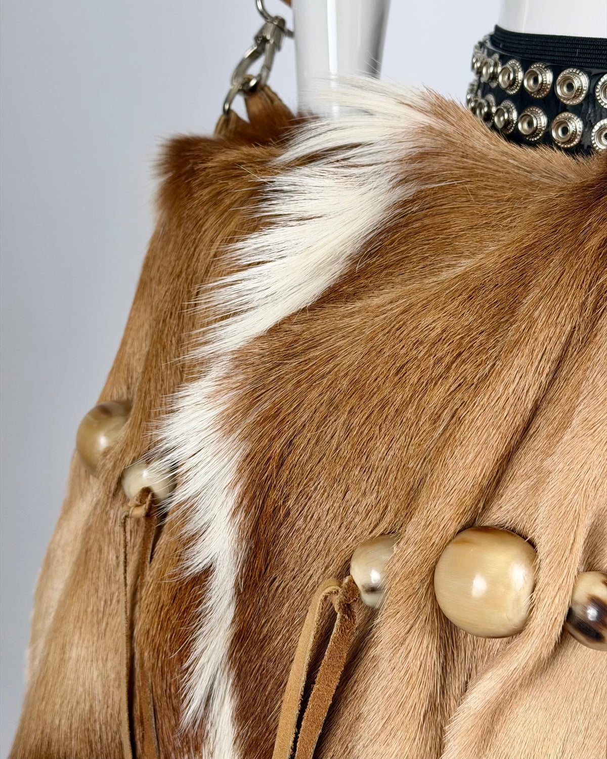 Vintage Cowhide Mohawk Fur Leather Bag