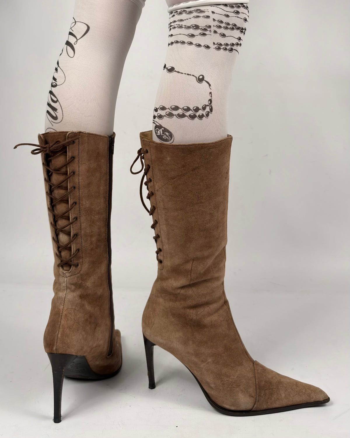 Le Silla Vintage Lace Up Leather Boots — 39