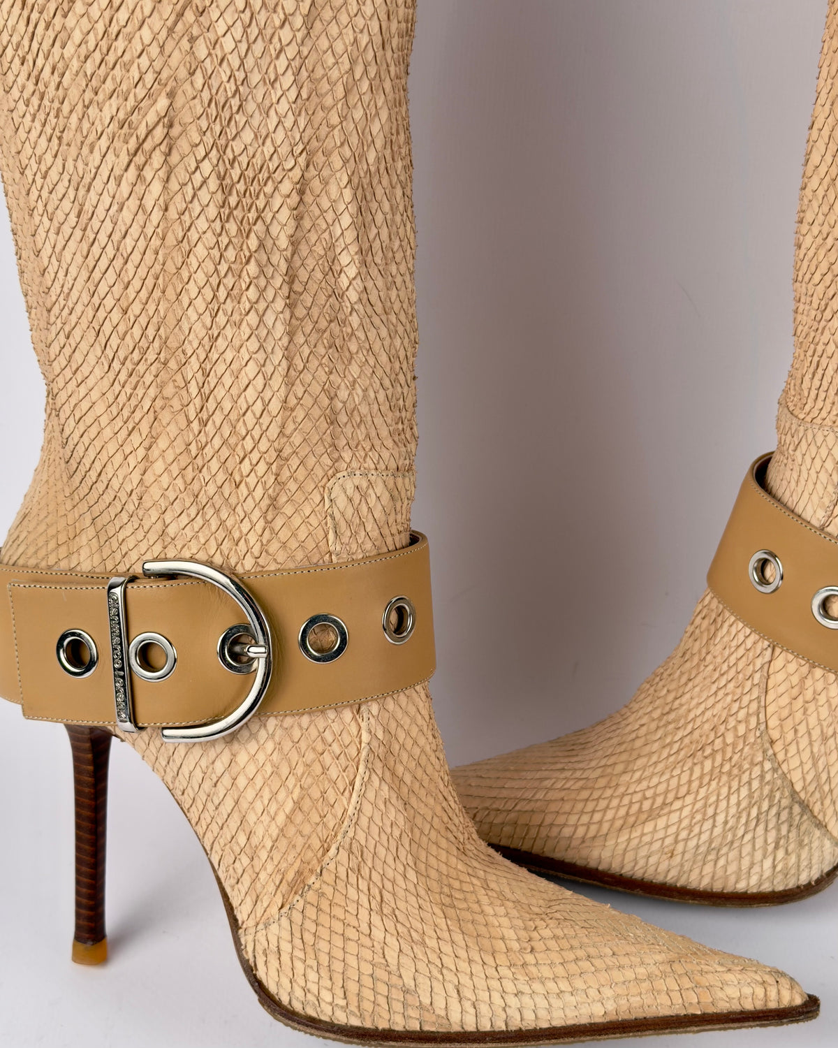 Gianmarco Lorenzi Vintage Leather Buckle Boots — 38
