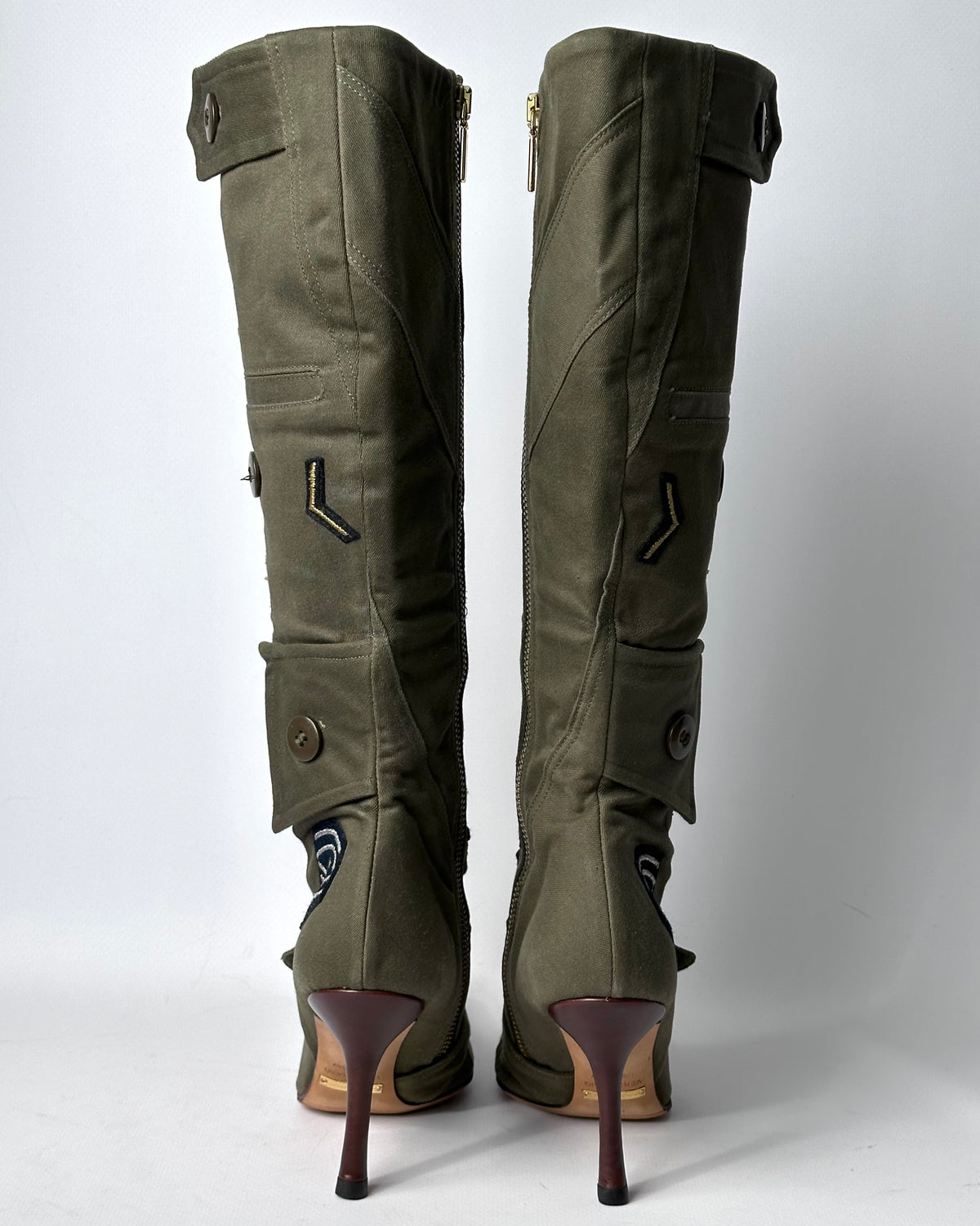 Dolce Gabbana Vintage Khaki Military Boots — 36