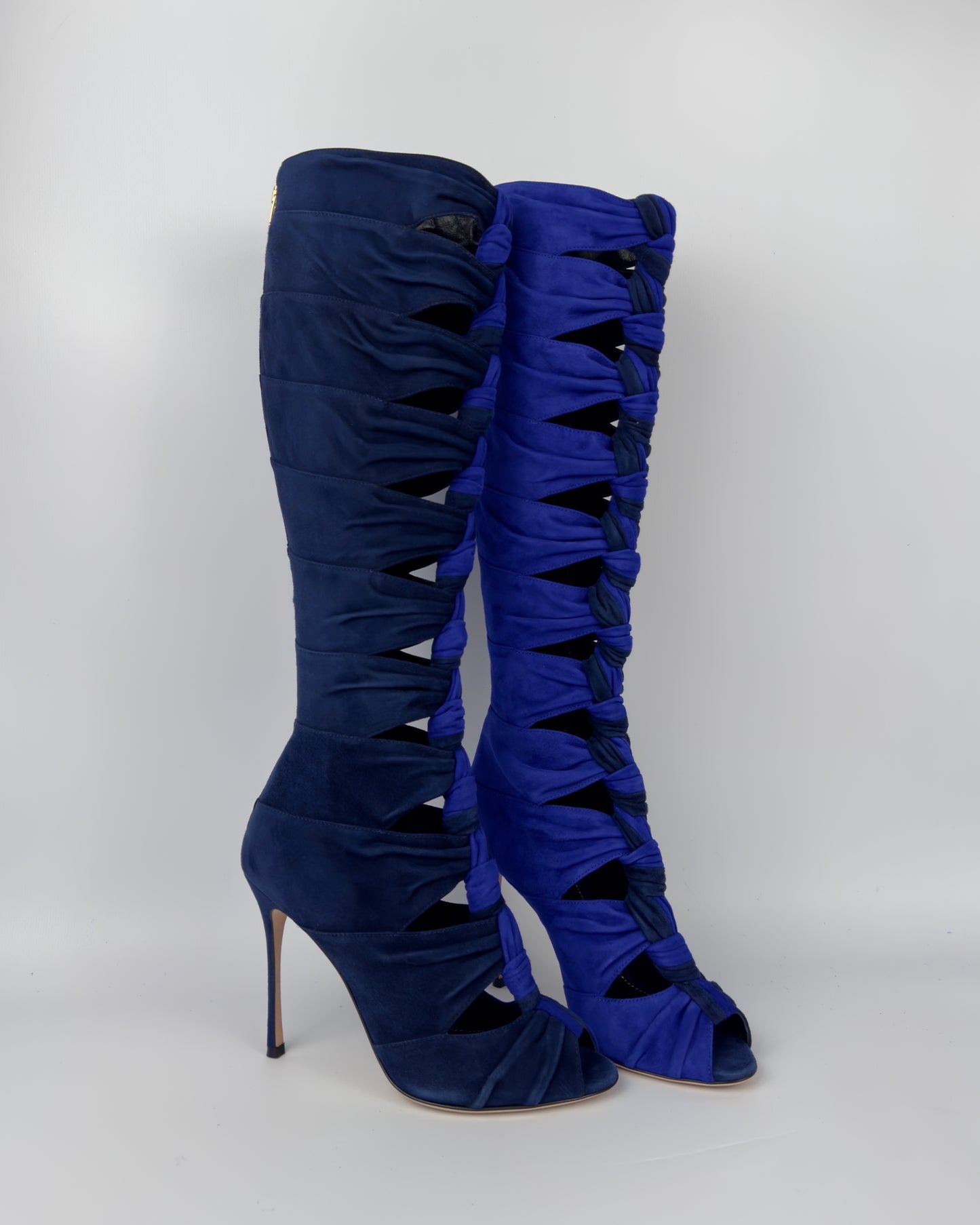 Sergio Rossi Dual-Blue Gladiator Heels — 37.5/38